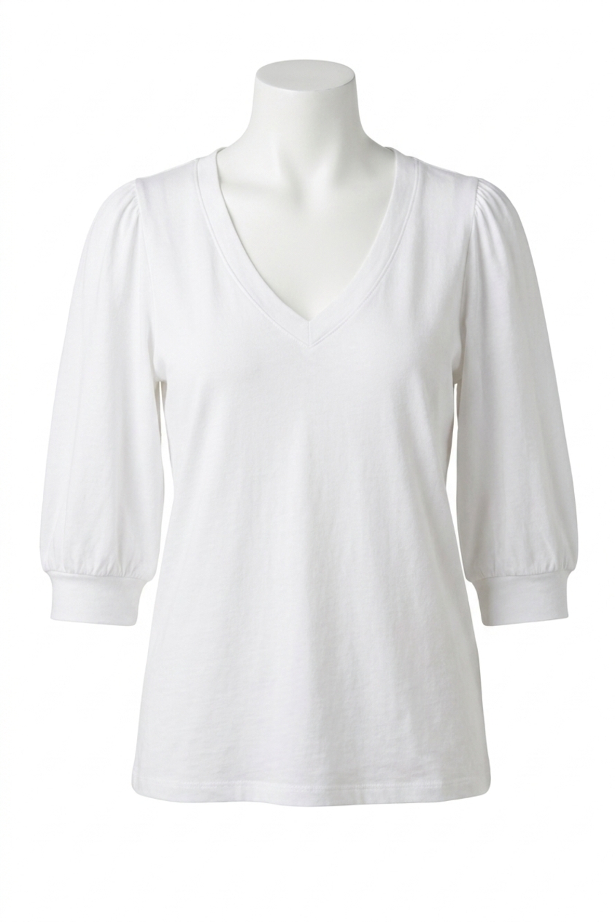 NEW SUNDAYS edith elbow sleeve top in white